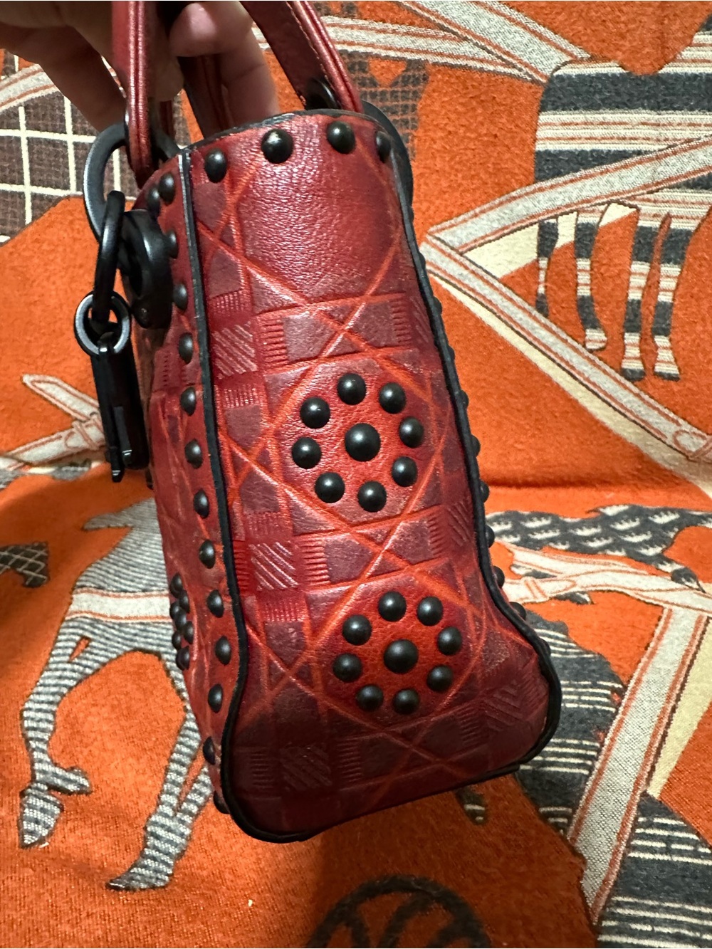 CHRISTIAN DIOR❤️🌟 LIMITED MINI LADY DIOR EMBOSSED LEATHER W/ BLACK HARDWARE⭐️ - Picture 6 of 12